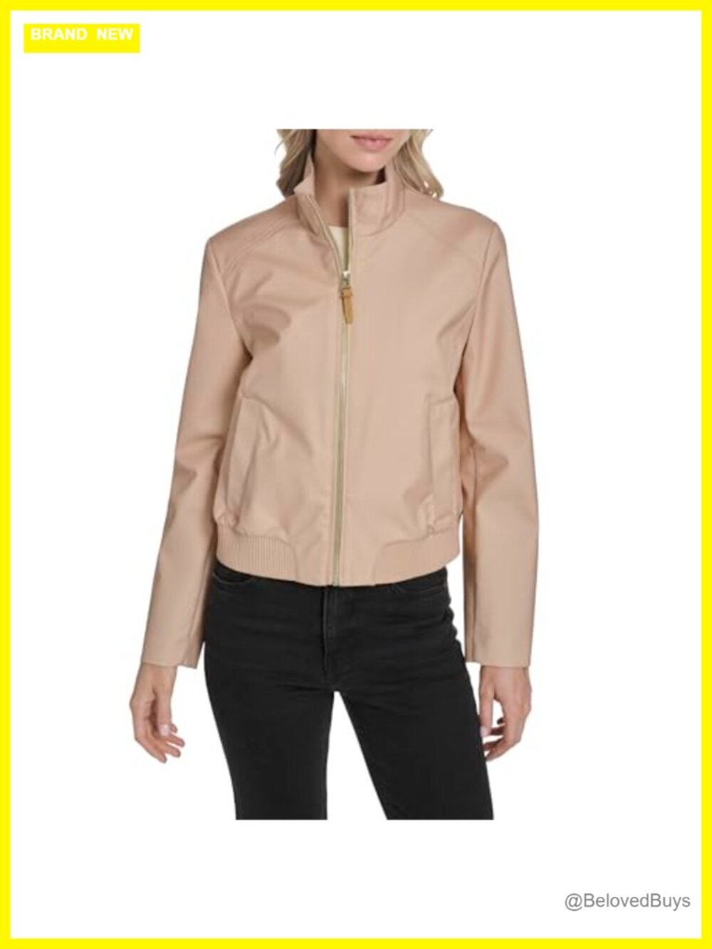 Women's Pin Stripe Rain Bomber Jacket Lightweight Unlined Stand Collar